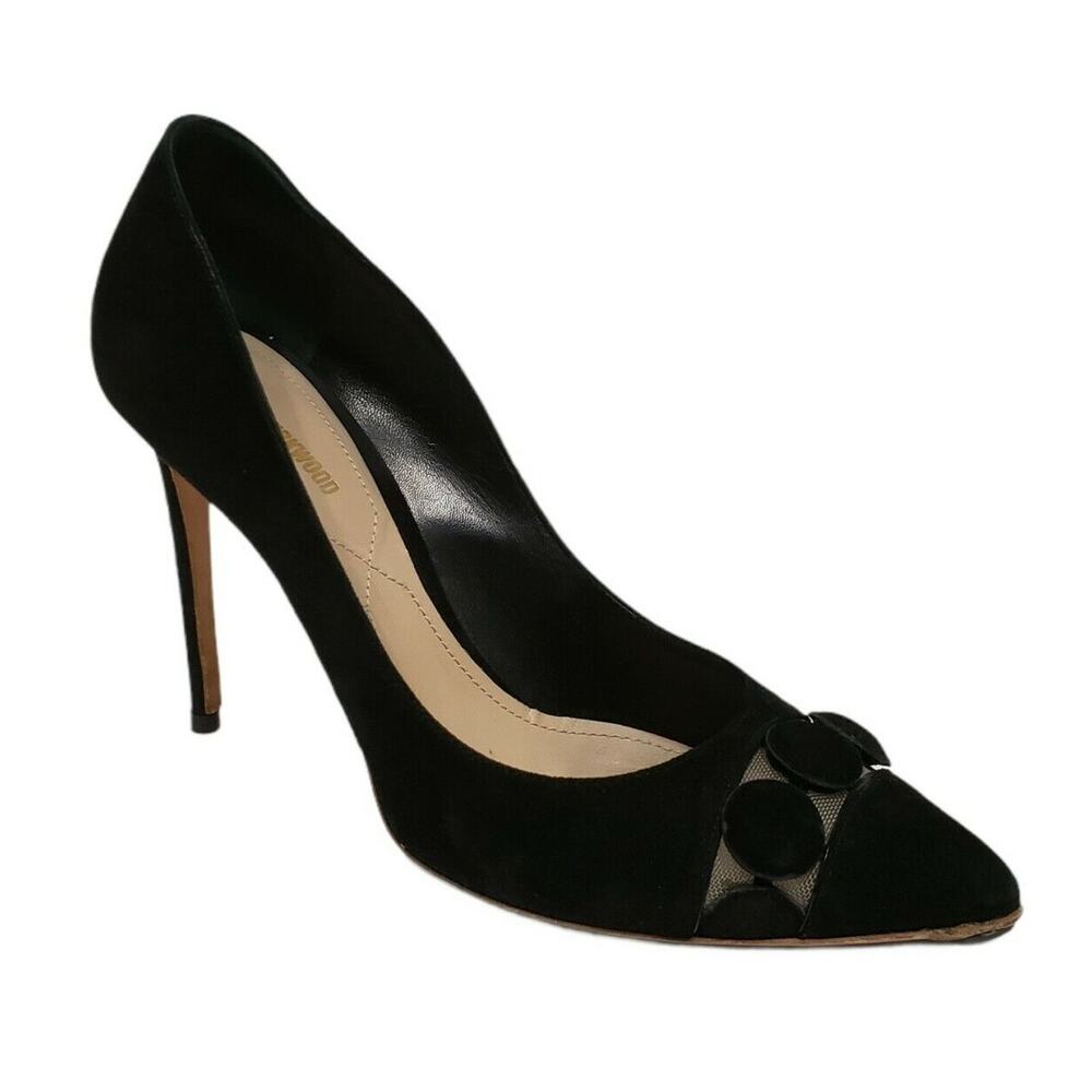 NICHOLAS KIRKWOOD Black Mesh Suede Accents Pointed Toe Heels Size 37 US 7